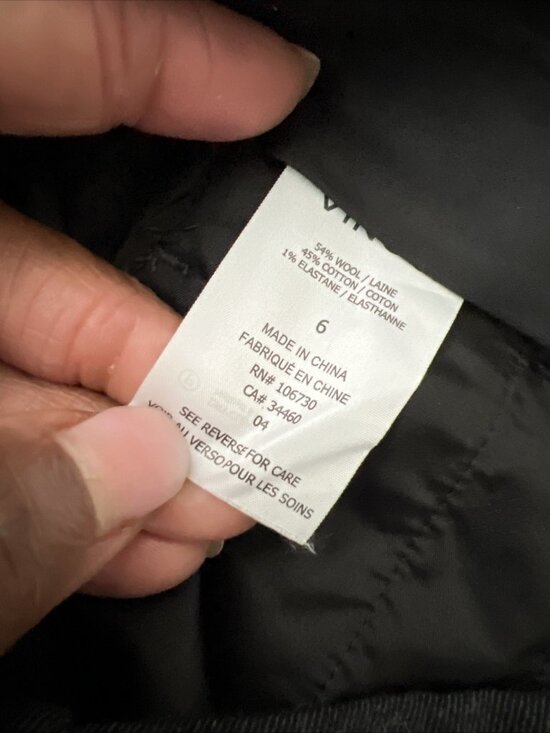 Vince High Waist Flannel Wool Trousers Cropped Length Dark Gray Womens 6 - Picture 13 of 14